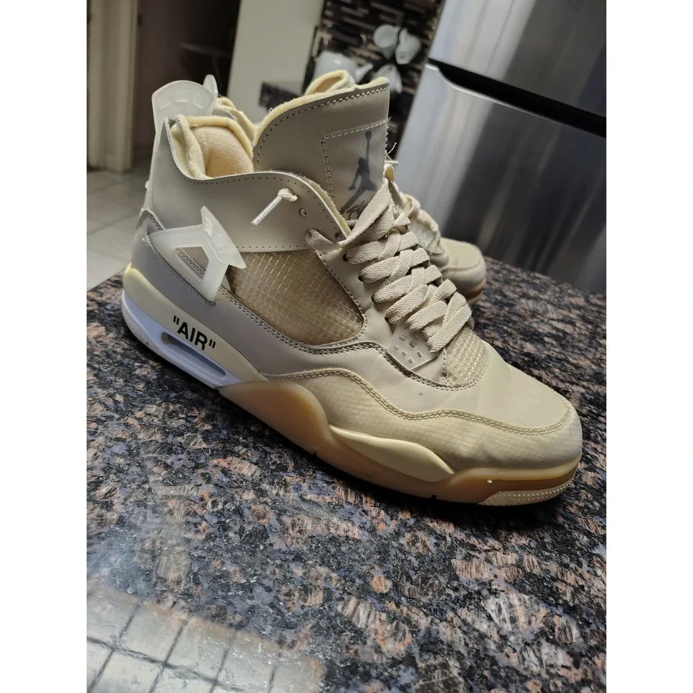 Jordan 4 Retro Off-White Sail Mens CV9388-100 Tan Cream Sneakers